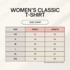women classic crew t-shirt size chart