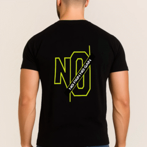 Men's Black Gym Motivation Quotes No Pain NO Gain Typography Supima Cotton T-Shirt