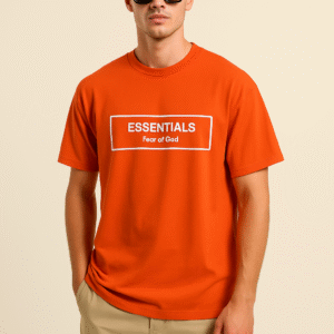 Men's Black "ESSENTIALS" Printed Regular Fit T-Shirt