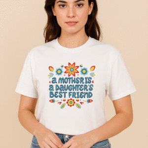 "A Mother is a Daughter’s Best Friend" Typography Regular Fit T-Shirt