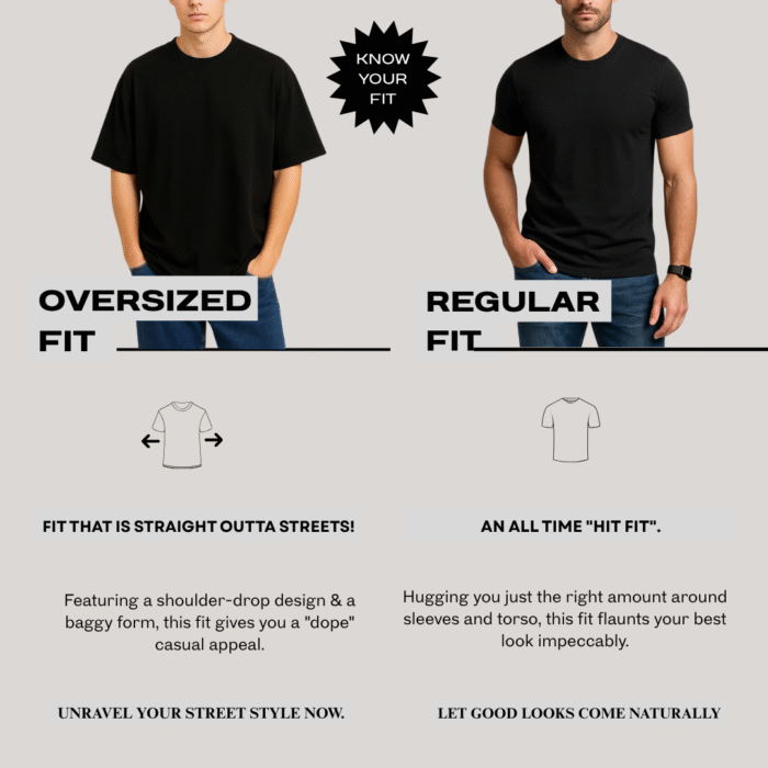 Oversize T-shirt vs Regular size chart